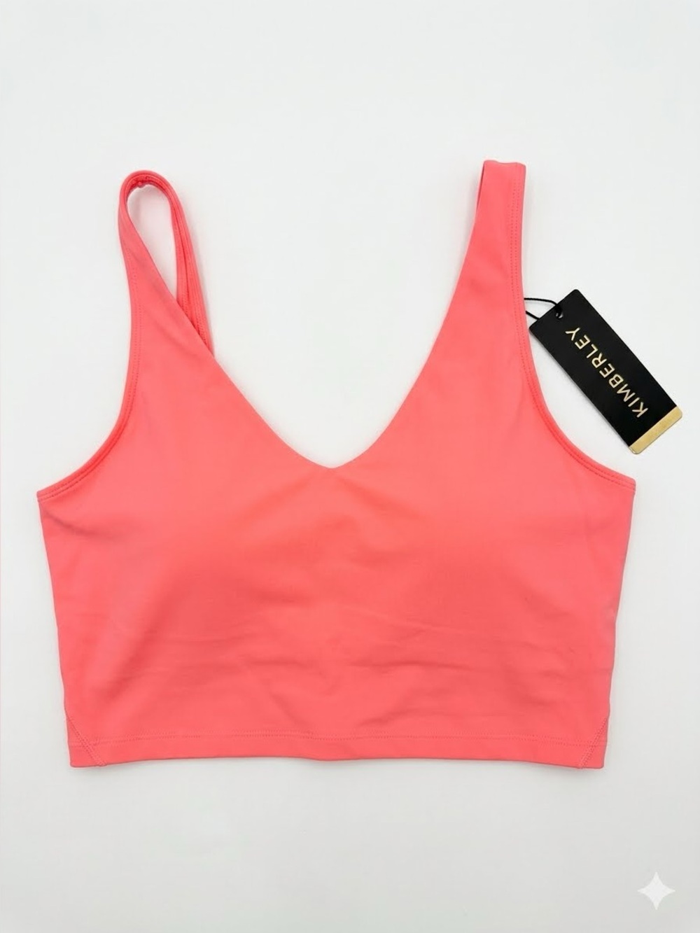 Pink Sports Bra with Wide Straps and Scoop Neckline